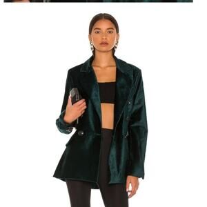 Free People Ashby velvet jade green double breasted blazer size s date concert
